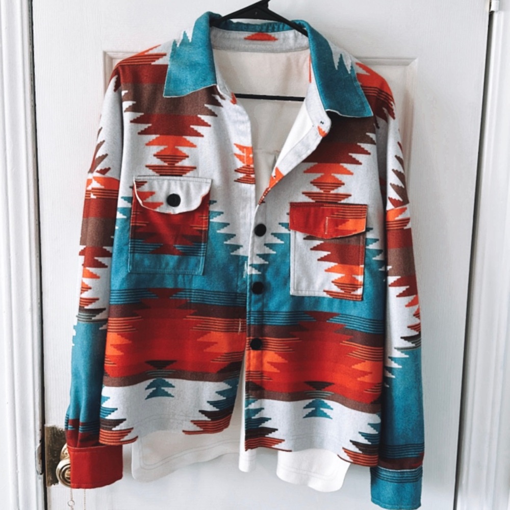 western aztec button up jacket